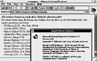 Internet Explorer 2.0 Monochrom am Compaq Portable 386